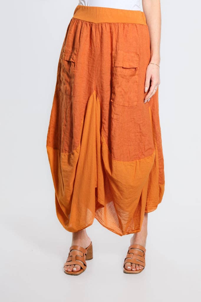Brenna Cotton/Linen Bunched Pocket Skirt (SL102W)