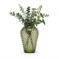 Hobnail Vase Barrel | Moss Green Glass Vase | Crystal Decor