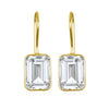 Bezeled Emerald Cut Dangles-White Topaz Gold