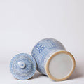 Deco Peony Blue and White Porcelain Temple Jar