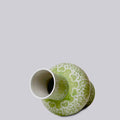Green and White Porcelain Scrolling Lotus Lantern Vase