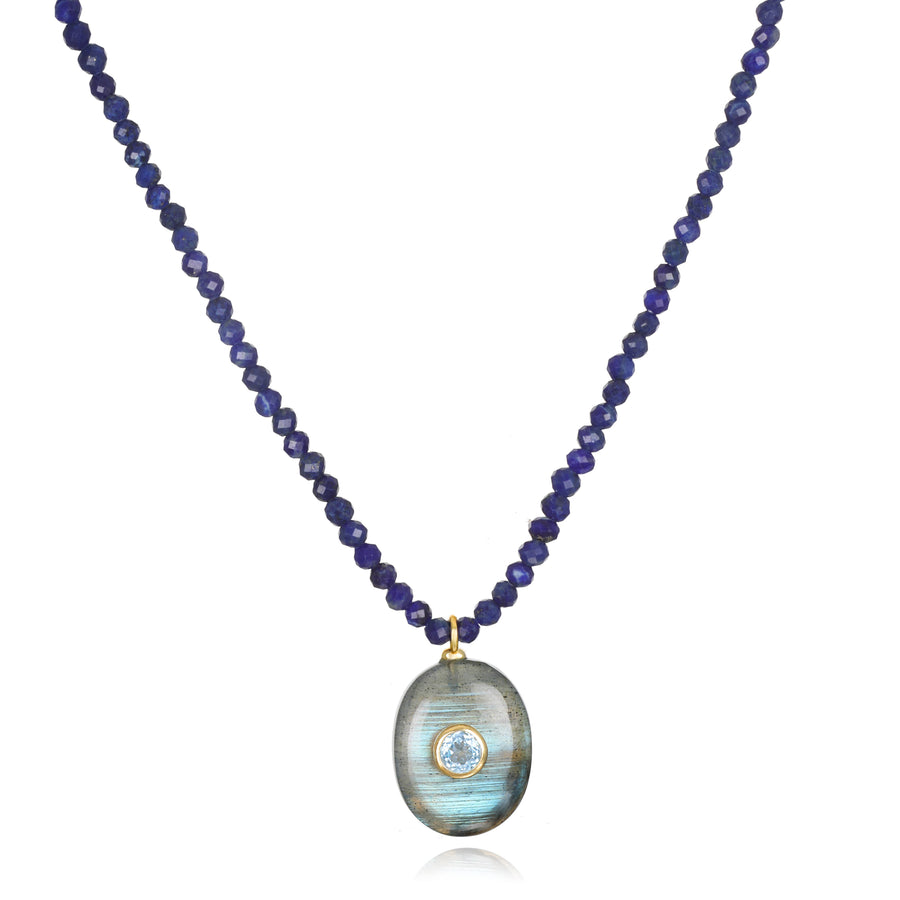 Triple Gemstone Beaded Choker-Lapis, Topaz & Labradorite