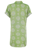 Roll Sleeve Camp Dress - Ethnic Jacquard