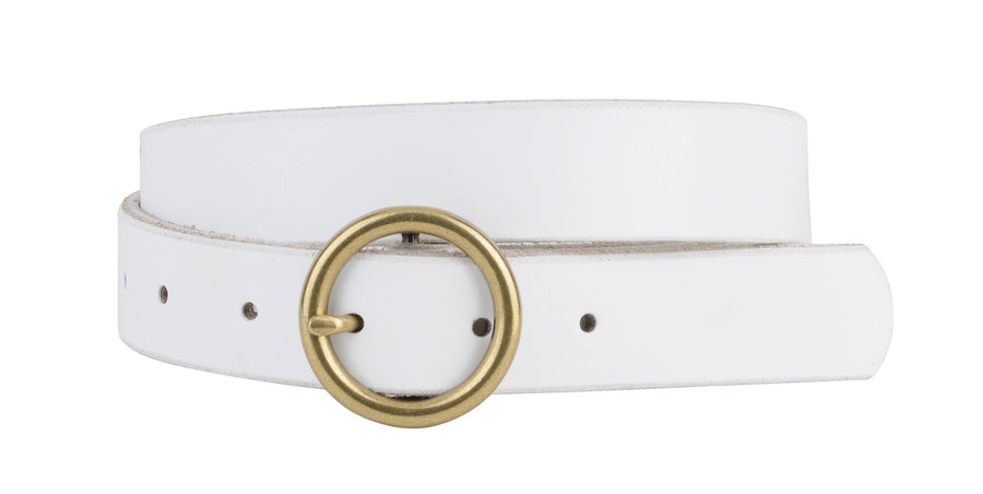 Round Brass Buckle Suede/Genuine Leather Belt｜Minimalist