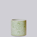 Green and White Porcelain Scrolling Peony Cachepot