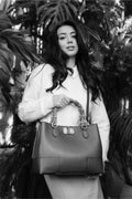 Bamboo Babe Bag in Black Dollar Leather