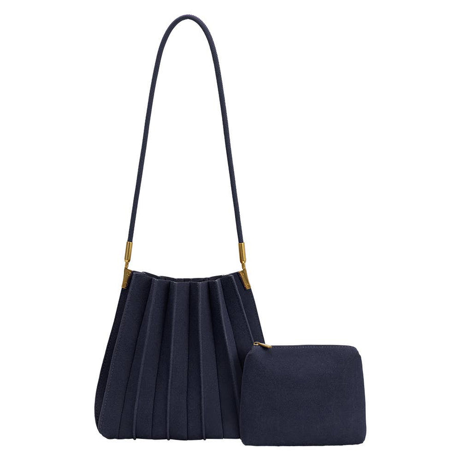 Carrie Navy Vegan Suede Shoulder Bag Pre-Order 7/28