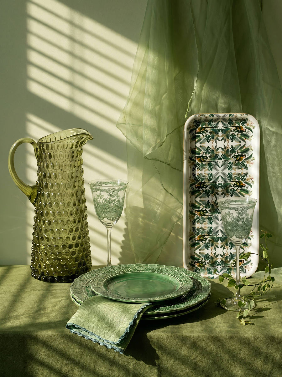 Tall Hobnail Jug | Moss Green | 1.2L | Bohemia Crystal