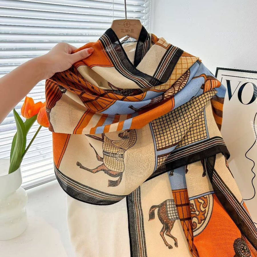 Equestrian Blue / Orange Scarf – Showhorse Collection