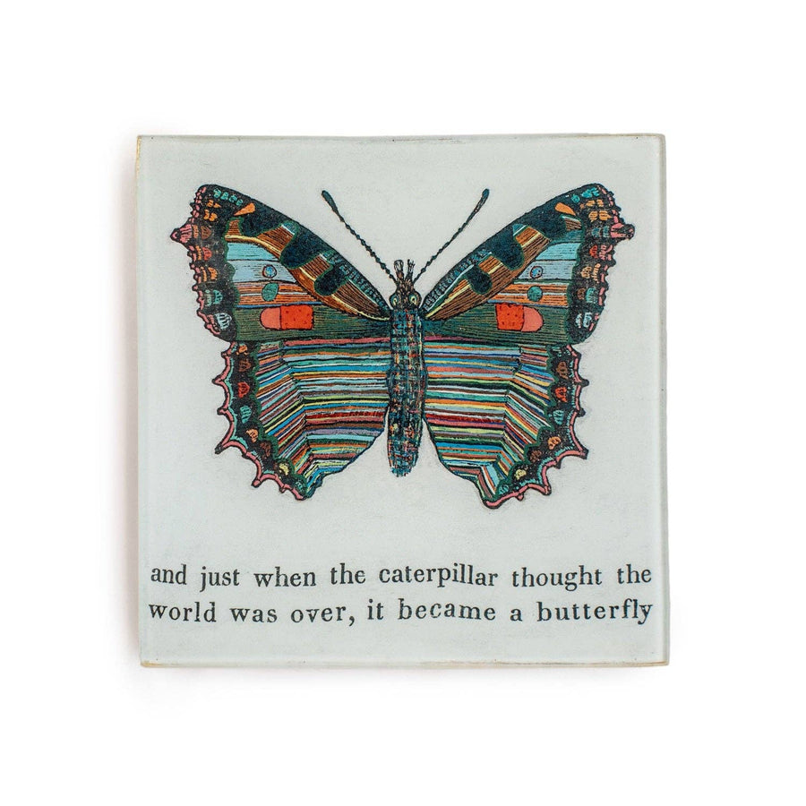 Butterfly Square Decoupage Plate 6" x 6"