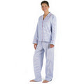 Blue Seersucker-Pink  Long Sleeve Pajamas