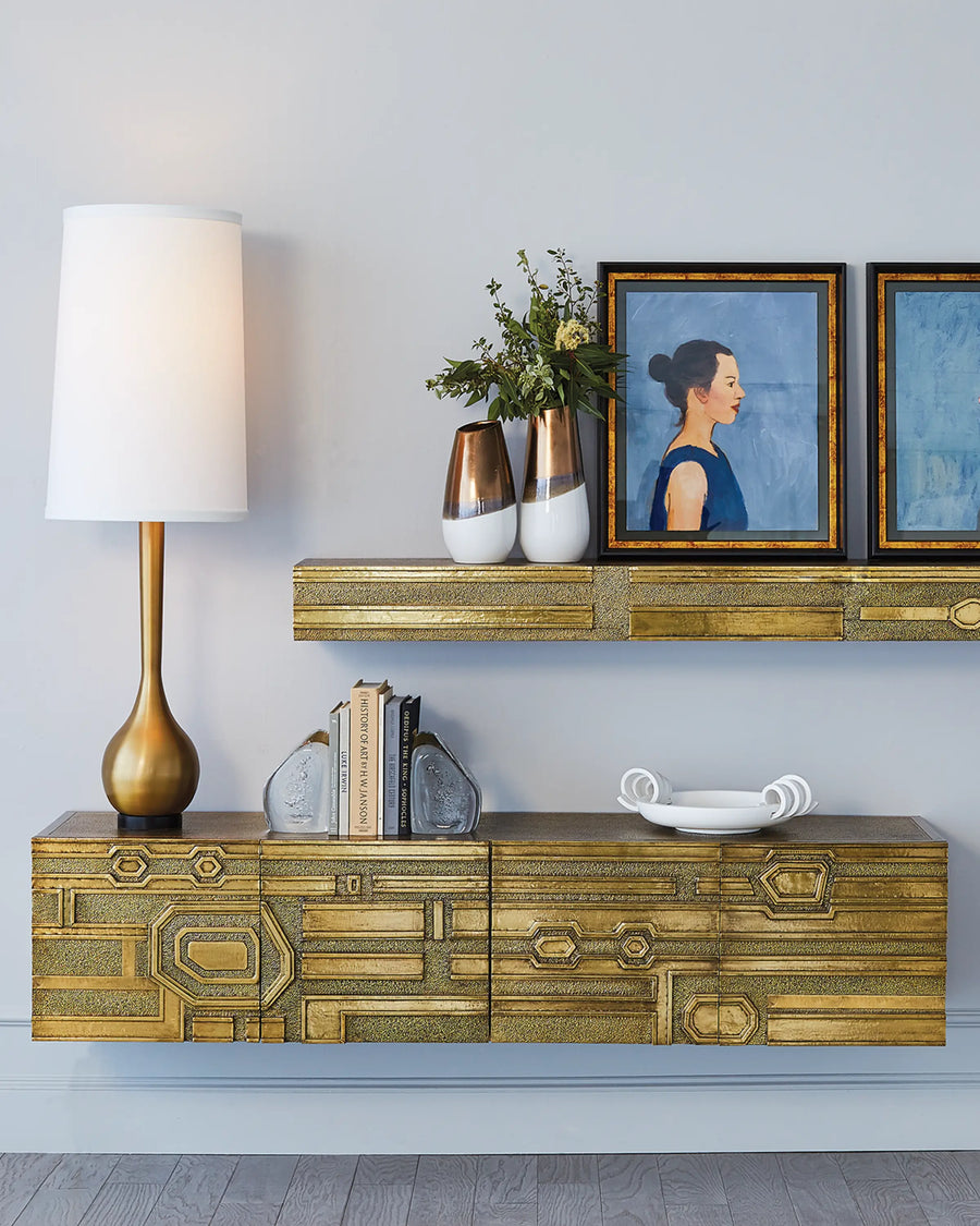 Abstract Block Floating Shelf- Brass