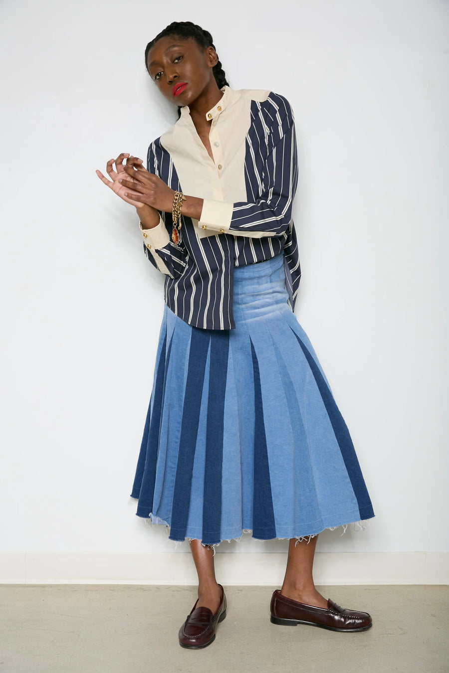 Patchwork Godet Skirt