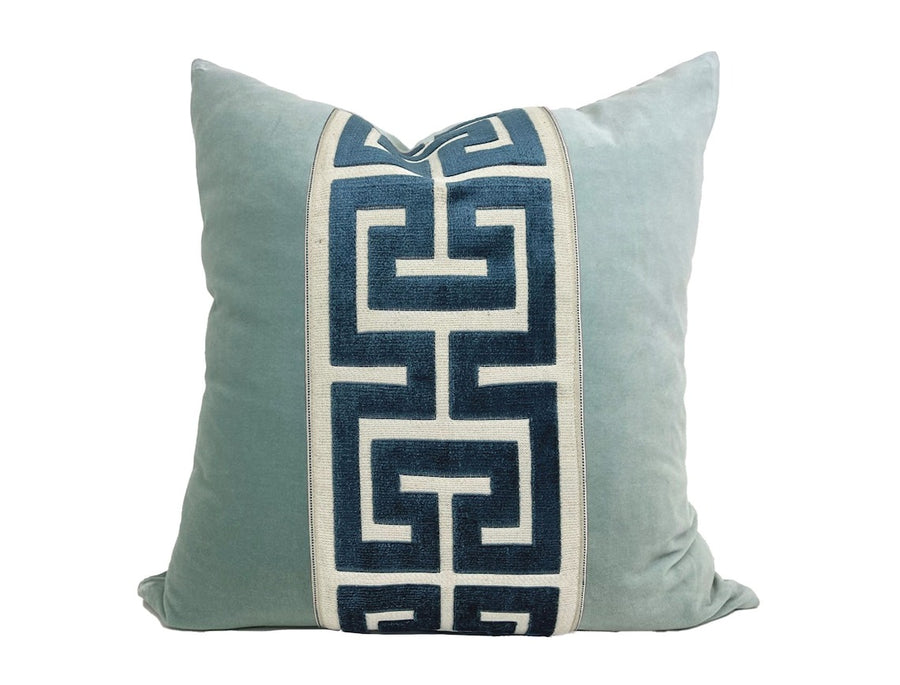 Greek Key Velvet Pillow