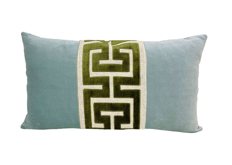 Greek Key Velvet Pillow