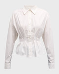Julie Cotton Pleated Button-Front Shirt