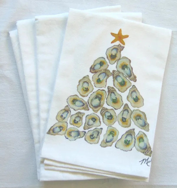 Watercolor Oyster Shell Tree (Limited Ed.) Kitchen Flour Sack Towel
