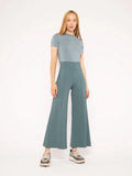 Ponte Knit Wide Leg Pant Cropped