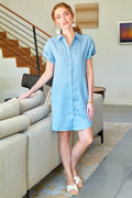 Roll Sleeve Camp Dress - Washed Linen