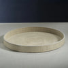 Atelier Natural Fiber Raffia Round Serving Tray with Leather Trim