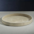 Atelier Natural Fiber Raffia Round Serving Tray with Leather Trim