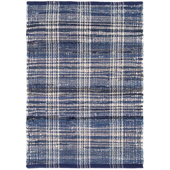 Denim Plaid Woven Cotton Rug