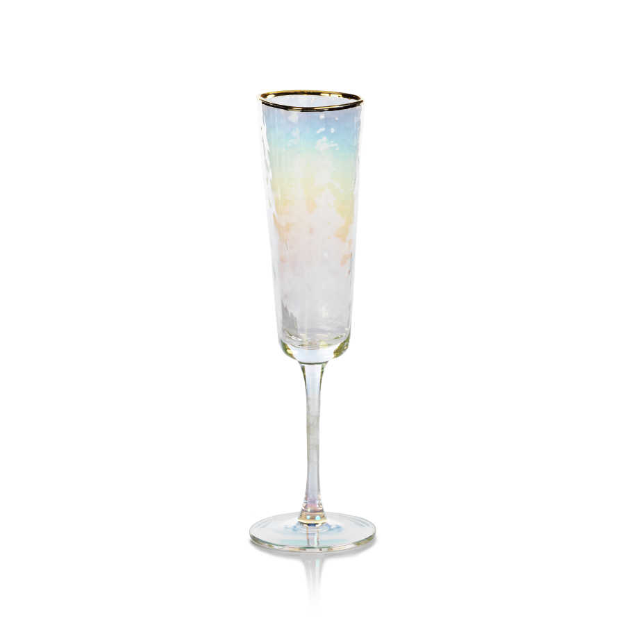 Aperitivo Triangular Champagne Flute - Luster/Gold Rim