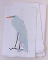 Watercolor Egret Print White Flour Sack Towel