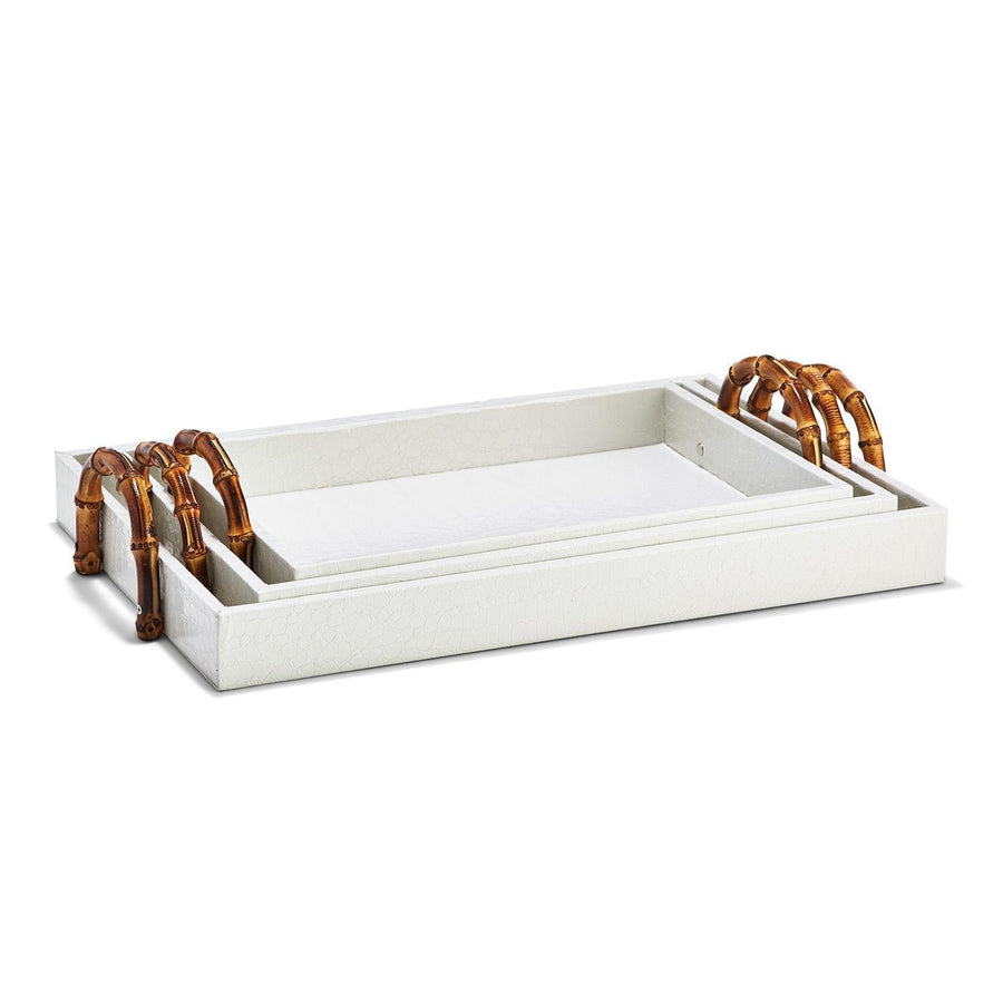Crocodile Decorative Tray With Bamboo Handles
