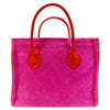 Parker Mimi Bag | Pink Suede w/Red Leather Handle