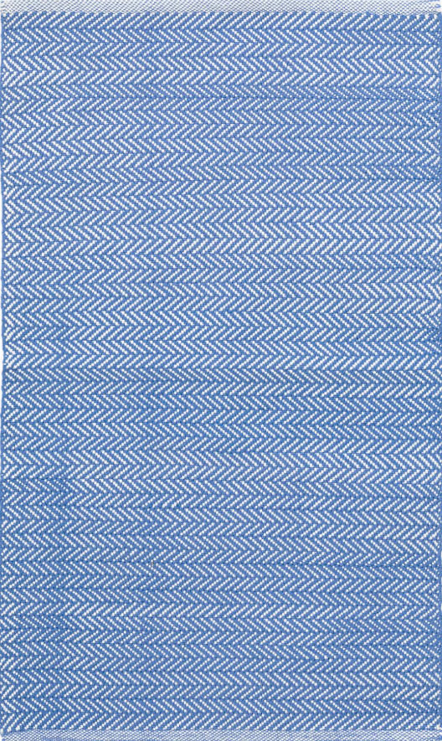 Herringbone French Blue & White Indoor/ Outdoor Rug