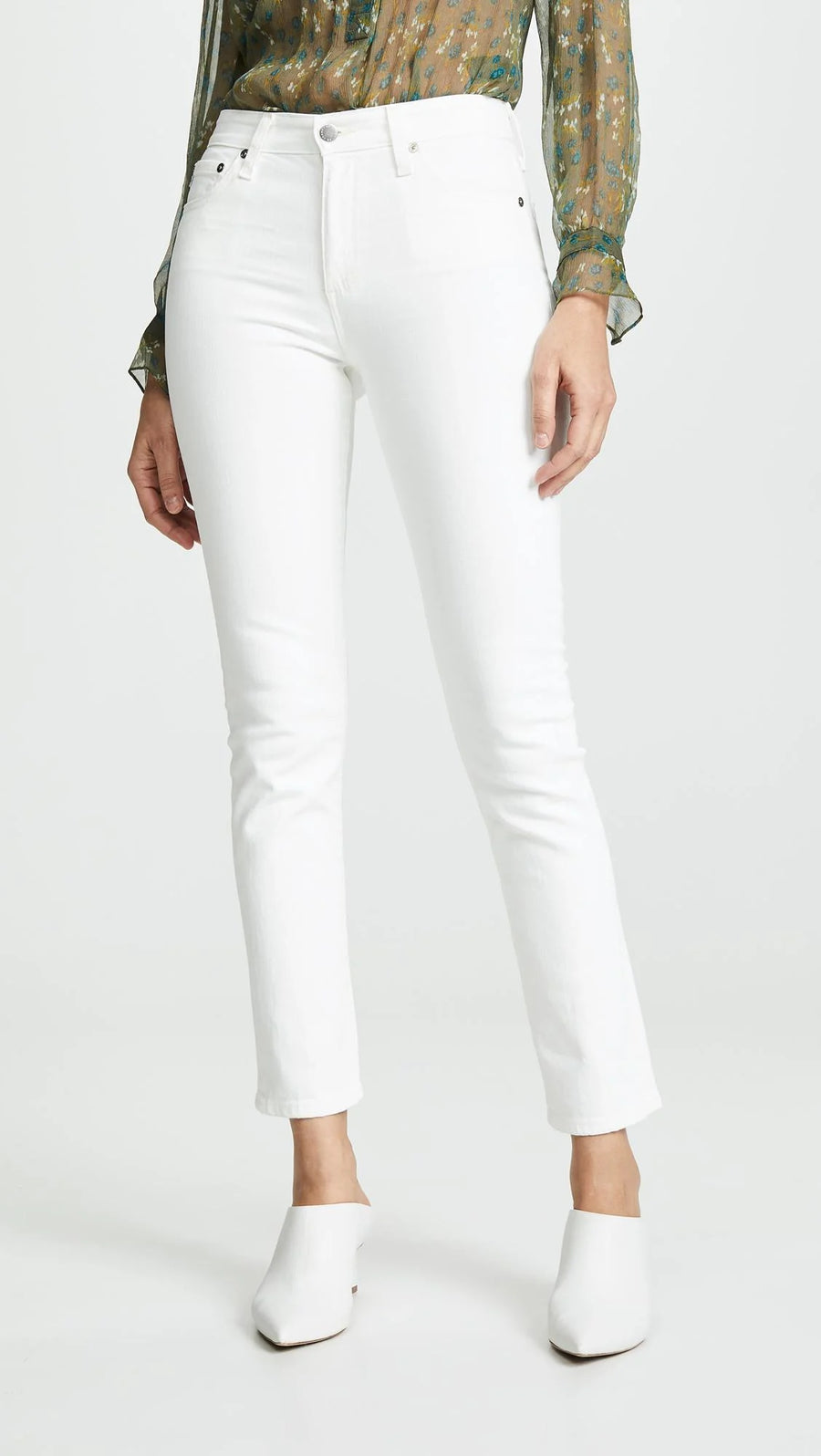 Mari High-Rise Slim Straight | White