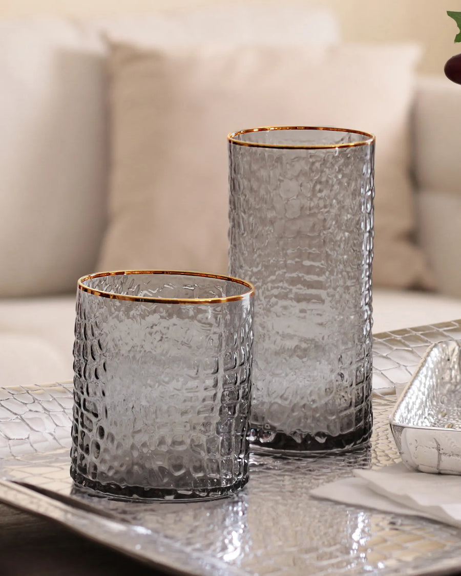 Croc Highball Smoke Grey Gold Rim